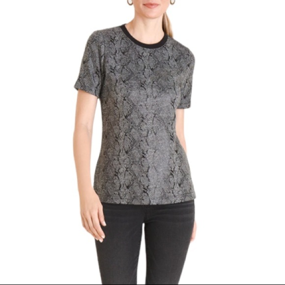 CHICO’S Snake-Print Jacquard Gray Black Tee Top $59.50 NWT 0 - Picture 6 of 10